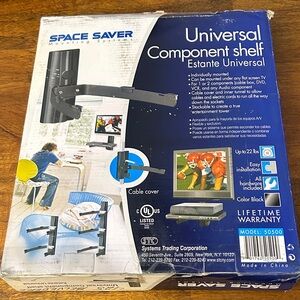 Black Universal Component Shelf with cable cover